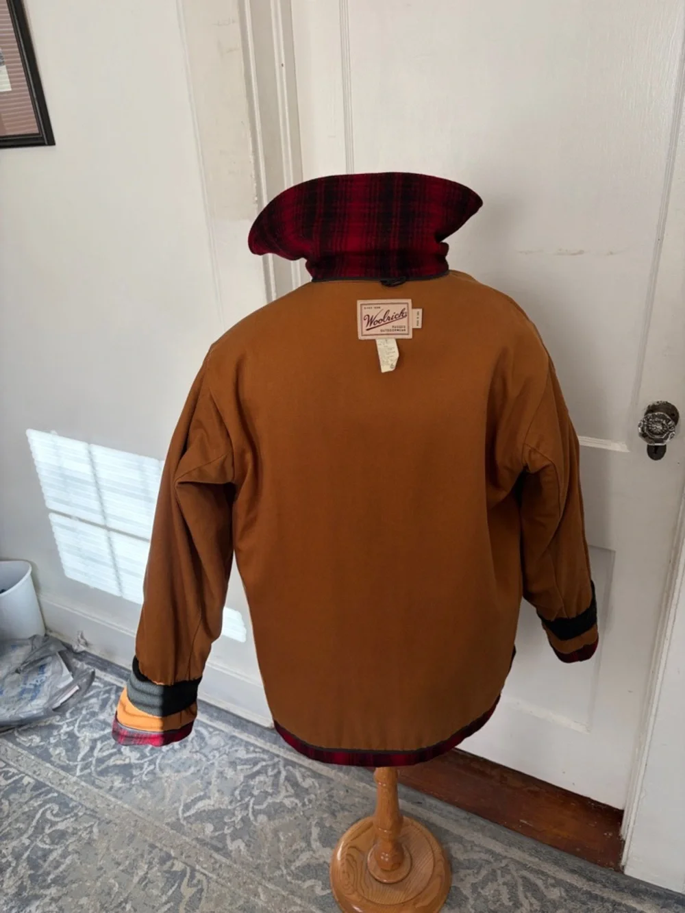 Woolrich Red and Black Plaid Military Field Jacket - Picture 9 of 10